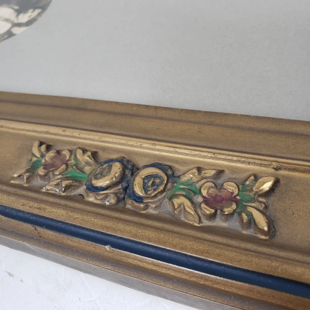 Antique Bubble Glass Frame Gold Floral Arched Multi Opening Collage 15x23